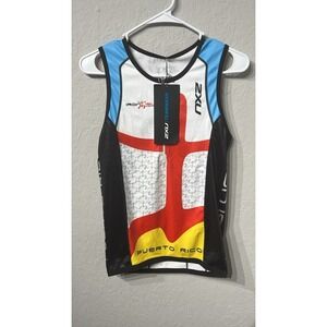 New 2XU Men Perform Front Zip Tri Singlet Large Triathlon Top Puerto Rico
